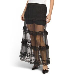 US TOGETHER Black Lace Maxi Skirt